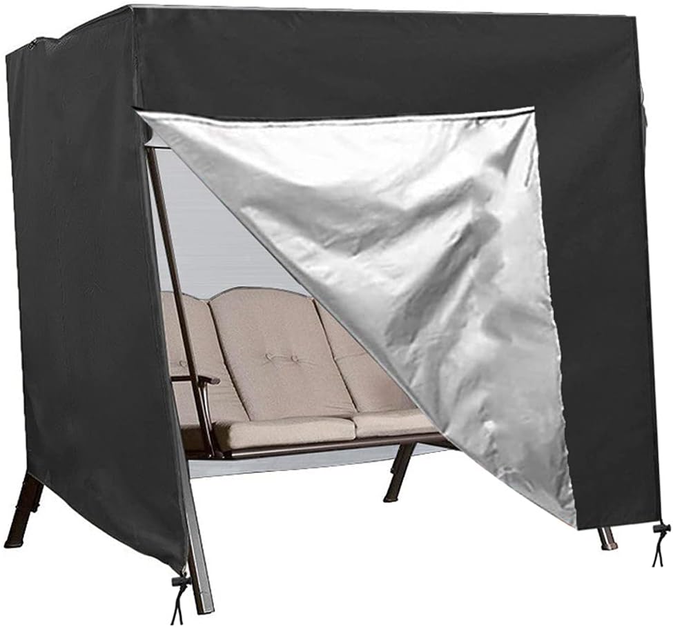 IDOXE 420D Waterproof Patio Swing Cover 87 x 60 x 72 Large Heavy Duty Canopy Swing Covers for Outdoor Funiture 3 Seater with 2 Zippers Garden (Beige