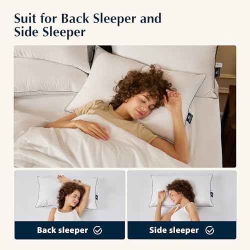 Pacific Coast Bed Pillows for Side and Back Sleepers, Feather and Down Hotel Pillows with 100% Cotton Shell, Medium Supportive, Downproof