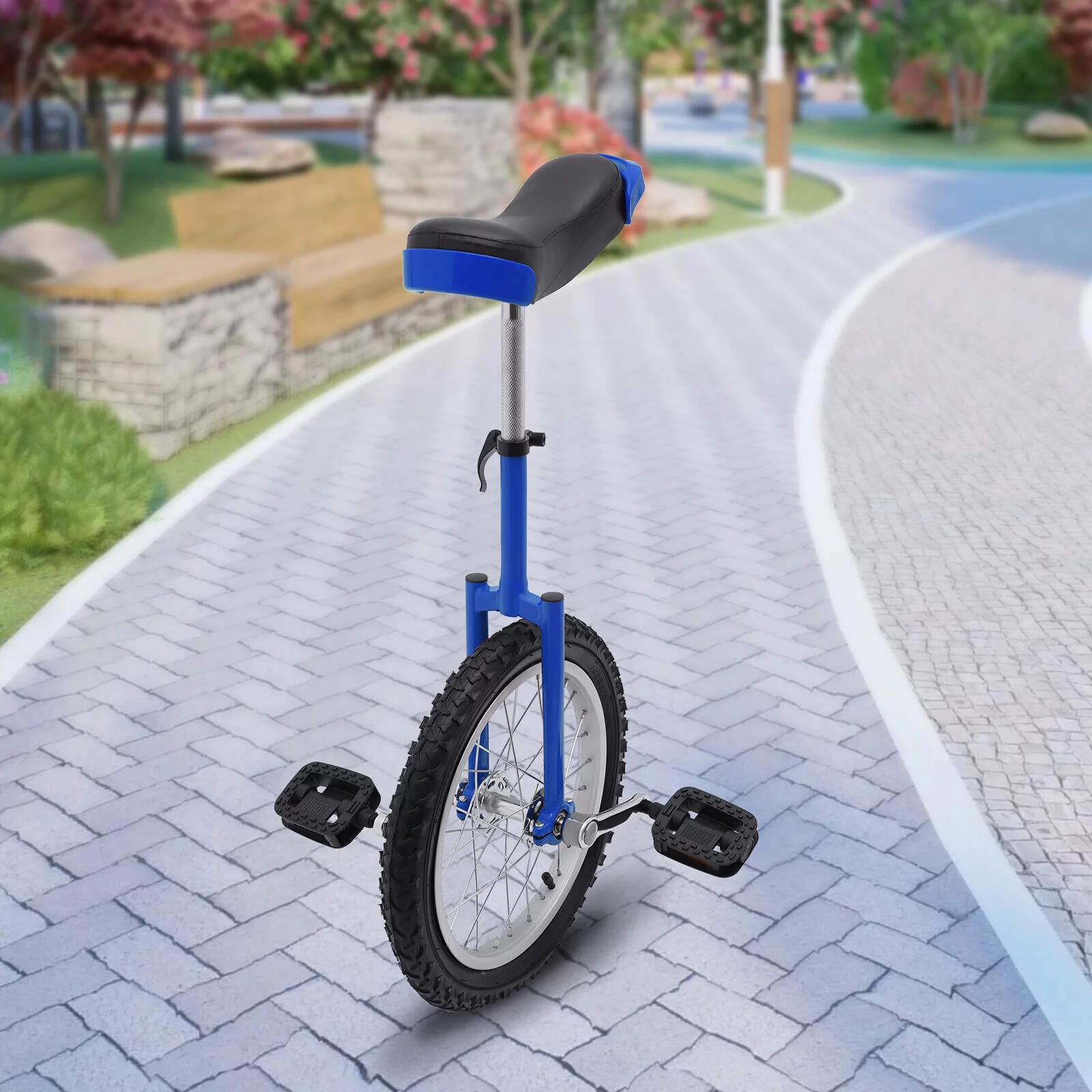 16 Wheel Unicycle with Steel Rim Unicycle One Wheel Bike with Adjustable Height for Adults Kids Beginner Fitness Exercise Balance Training, Skid-proof