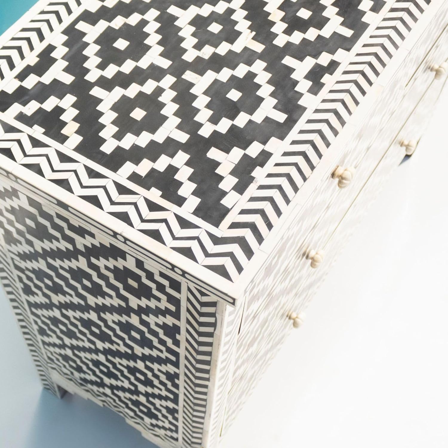 | Bone Inlay Floral Dresser | Bone Inlay Handcarved Lifestyle Furniture | Bone Inlay Furniture