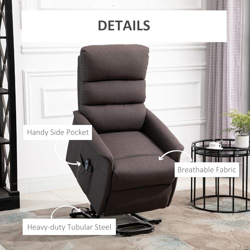 HOMCOM Power Lift Recliner Chair for Elderly, Easy Assembly, Fabric Lift Chair for Adults, Recliner Sofa with Remote Control