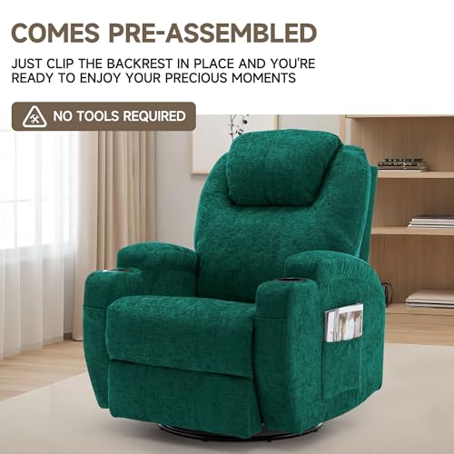 Recliner Chair, Rocking Chair with Massage and Heat, 360° Swivel Recliner Chairs for Adults