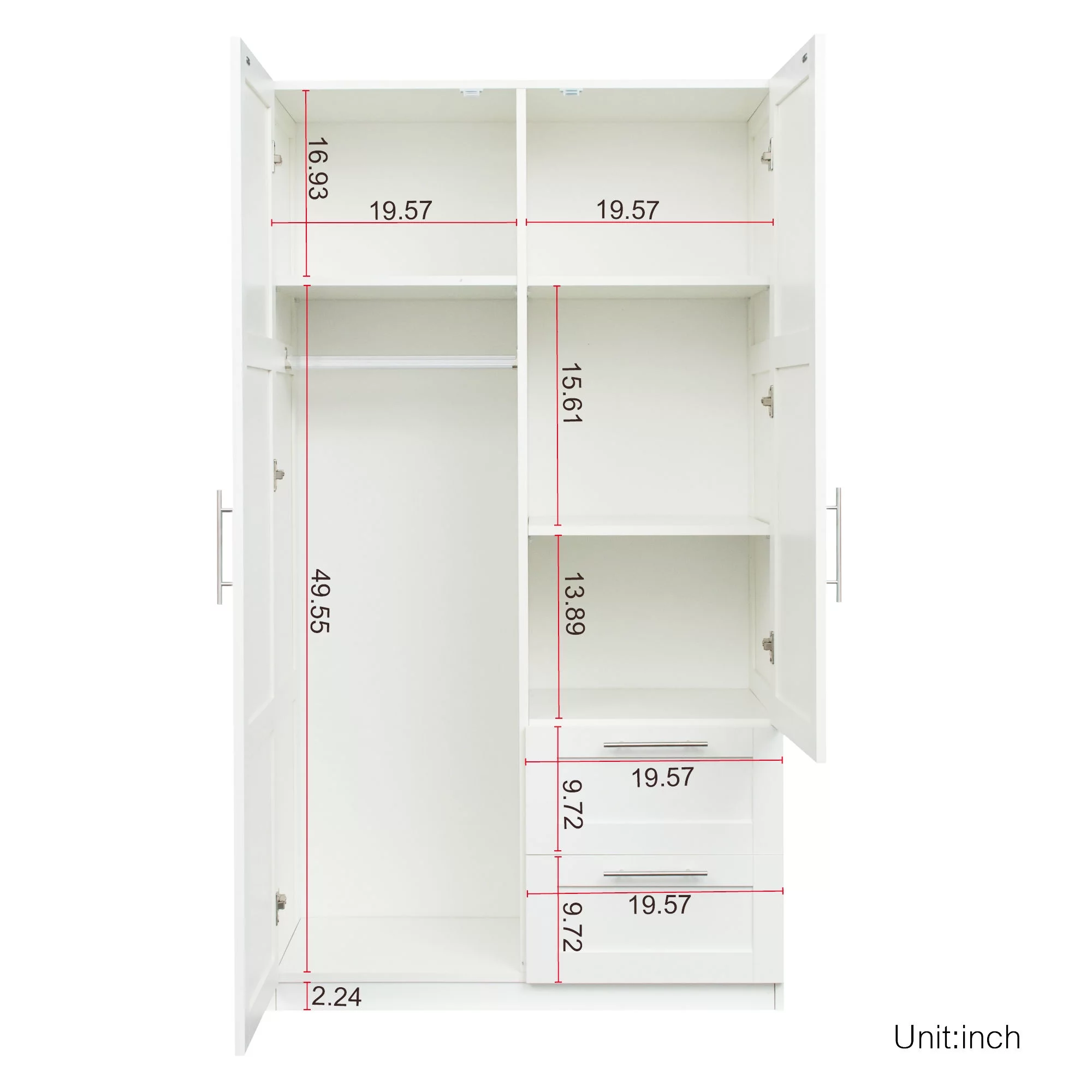 Freestanding Large Storage Cabinet, High Wardrobe and Kitchen Sideboard, Oak