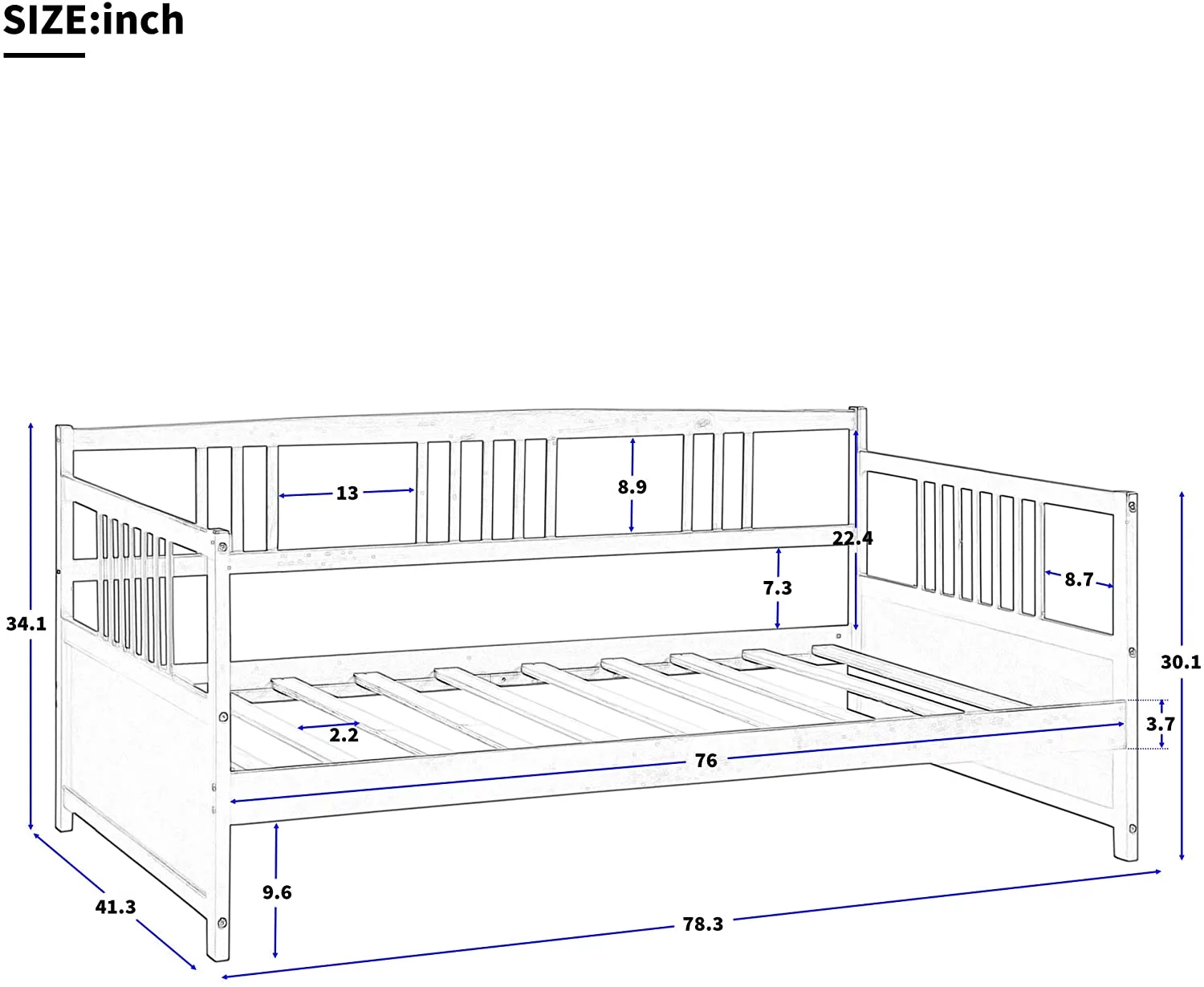 Churanty Solid Wood Daybed, Twin Size Bedframe Multifunctional Daybed for Kids,White