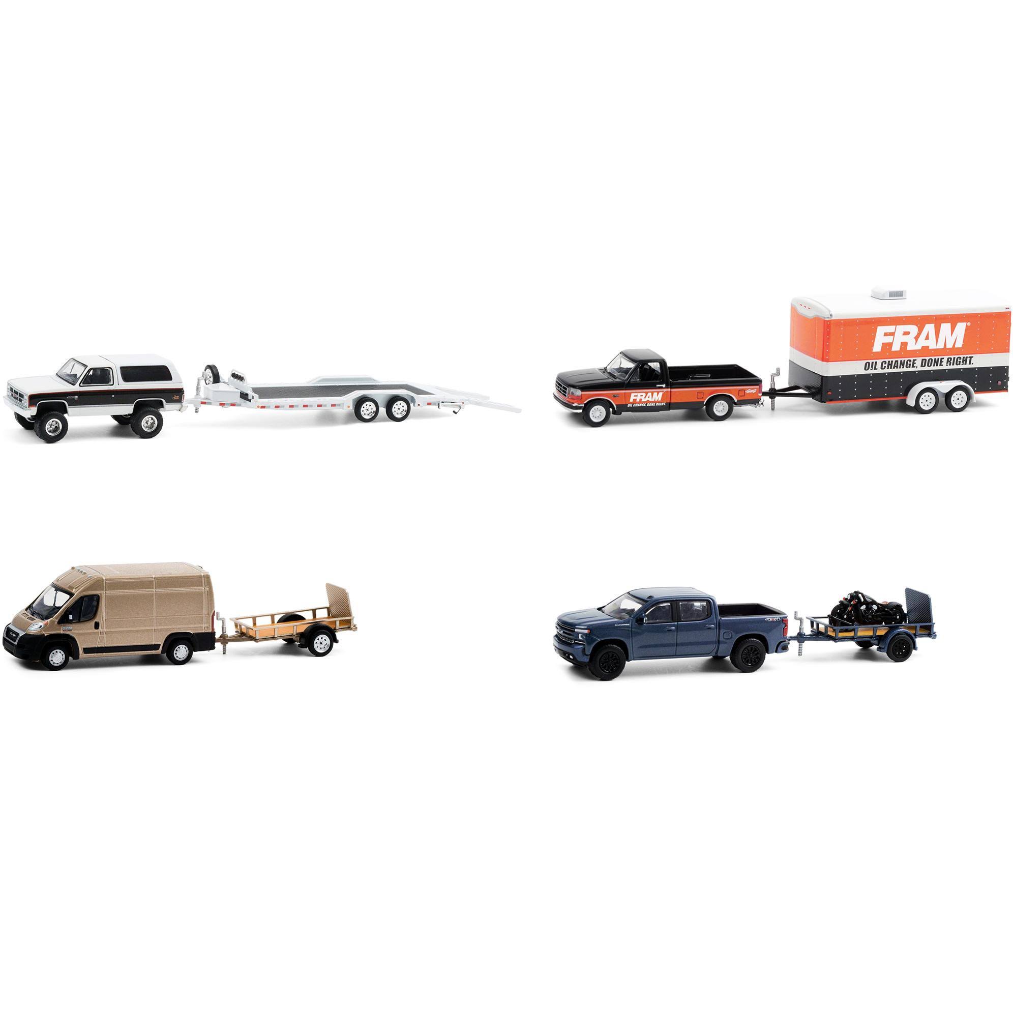 Hitch u0026 Tow Set of 4 Pieces Series 21 1/64 Diecast Model Cars by Greenlight