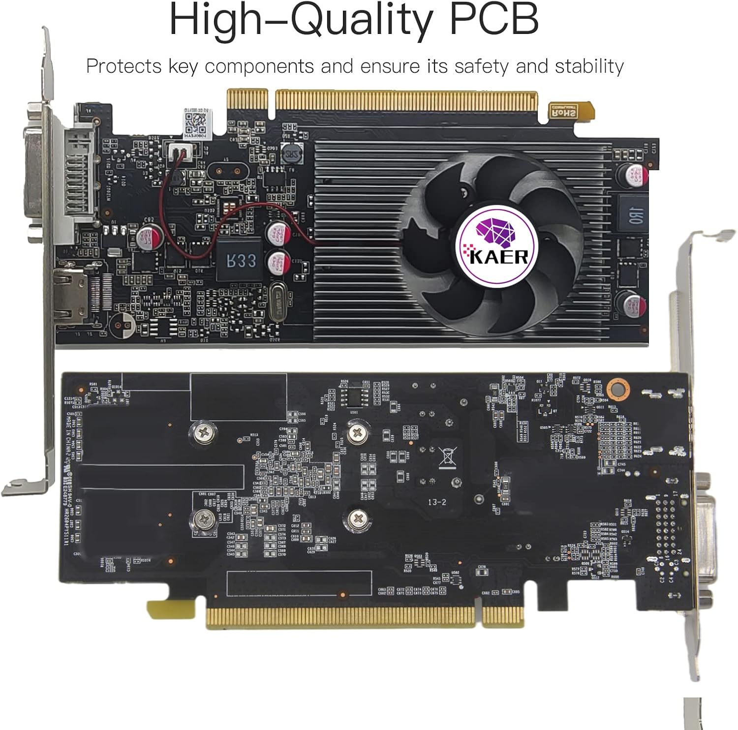 KAER AMD Radeon RX 550 Computer Graphics Card 4GB, GDDR5, 128 Bit, DirectX 12, PCI Express 3.0, DP HDMI DVI-D, Desktop Gaming Video Card, Computer GPU