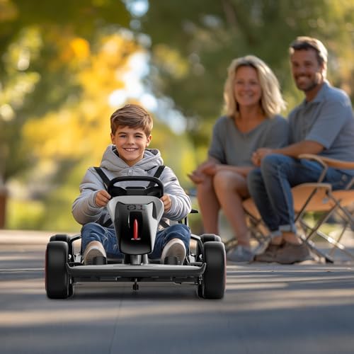Planet X8 24V Electric Go Kart, 2x150W Drift Kart for Big Kids, 5-Point Safety Belt with Soft Start, Up to 8 MPH Racing Speed, 7AH Large Battery