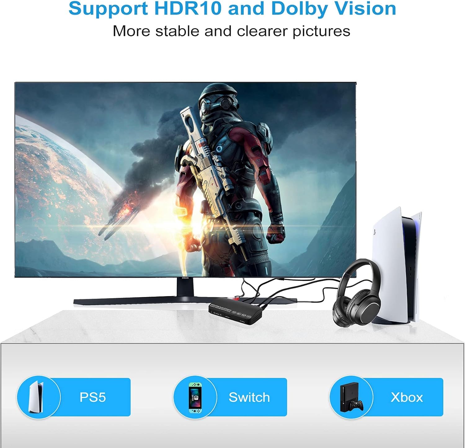 4K@60Hz HDMI2.0 Audio Extractor Converter with Bluetooth Transmitter