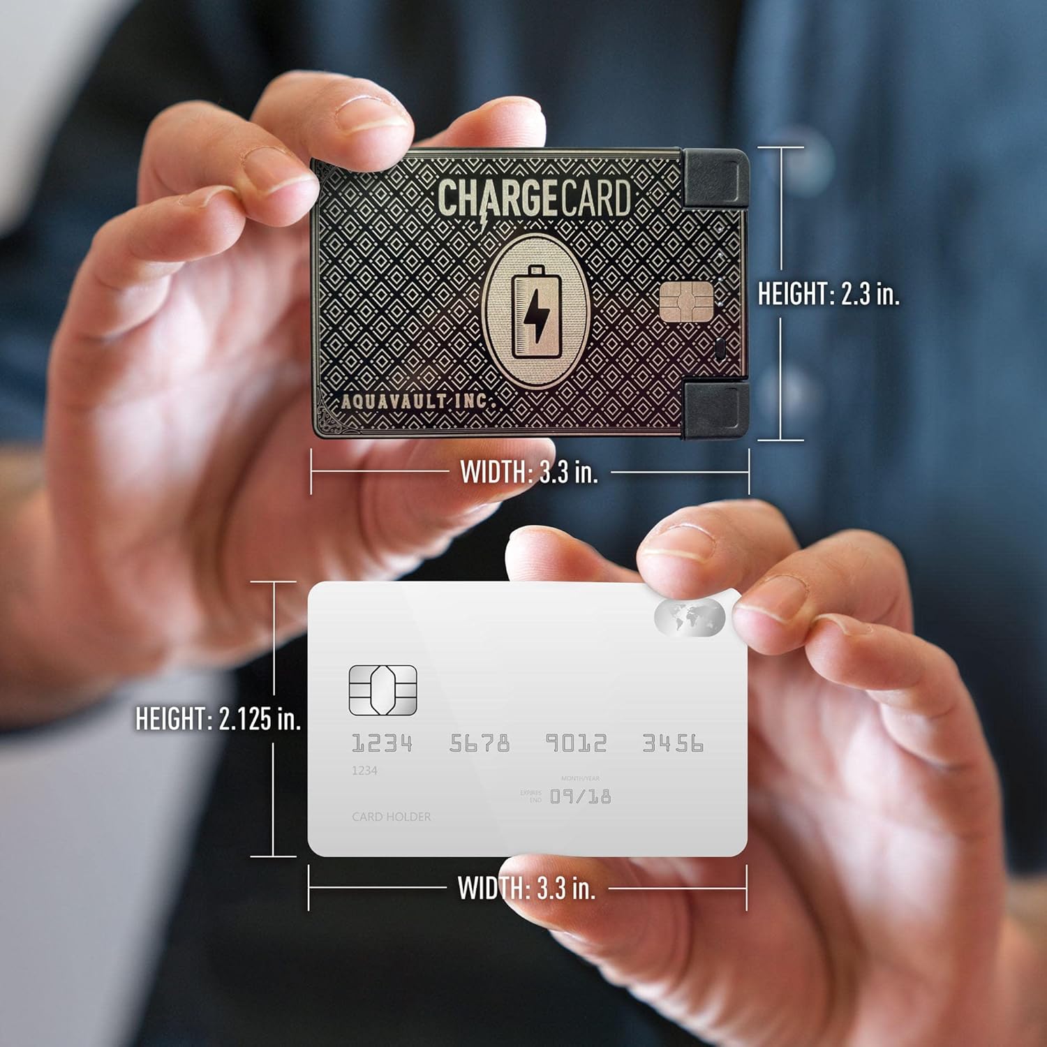 ChargeCard. Ultra-Thin Credit Card Sized Portable Charger & Battery Bank. (2300mAh/ 1.5A Fast Charge). External Battery Phone Charger That has