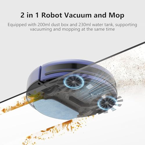 Robot Vacuum and Mop Combo, 2 in 1 Vacuum Robot with WiFi/App/Voice, Schedule, Water Tank and Dustbin, Self-Charging, Slim, Ideal for Hard Floor