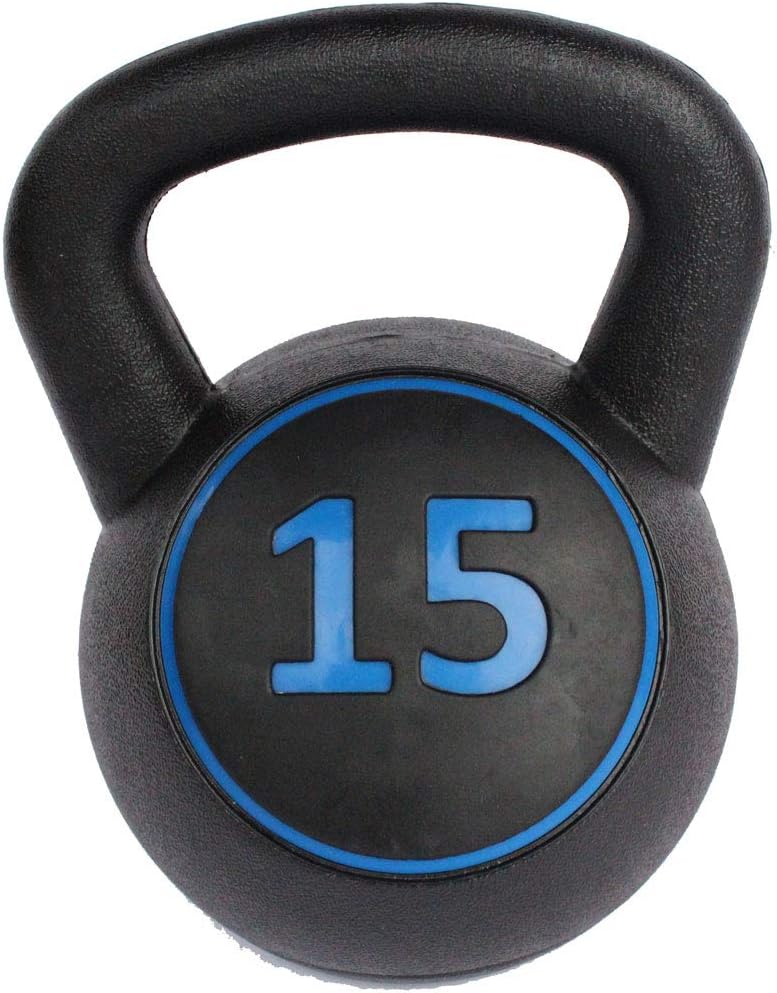 HooKung 3-Piece Kettlebell for Home Gym and Home Workouts Exercise Fitness Weight Set w/ 5lb, 10lb, 15lb Weights, Base Rack Pack of 2