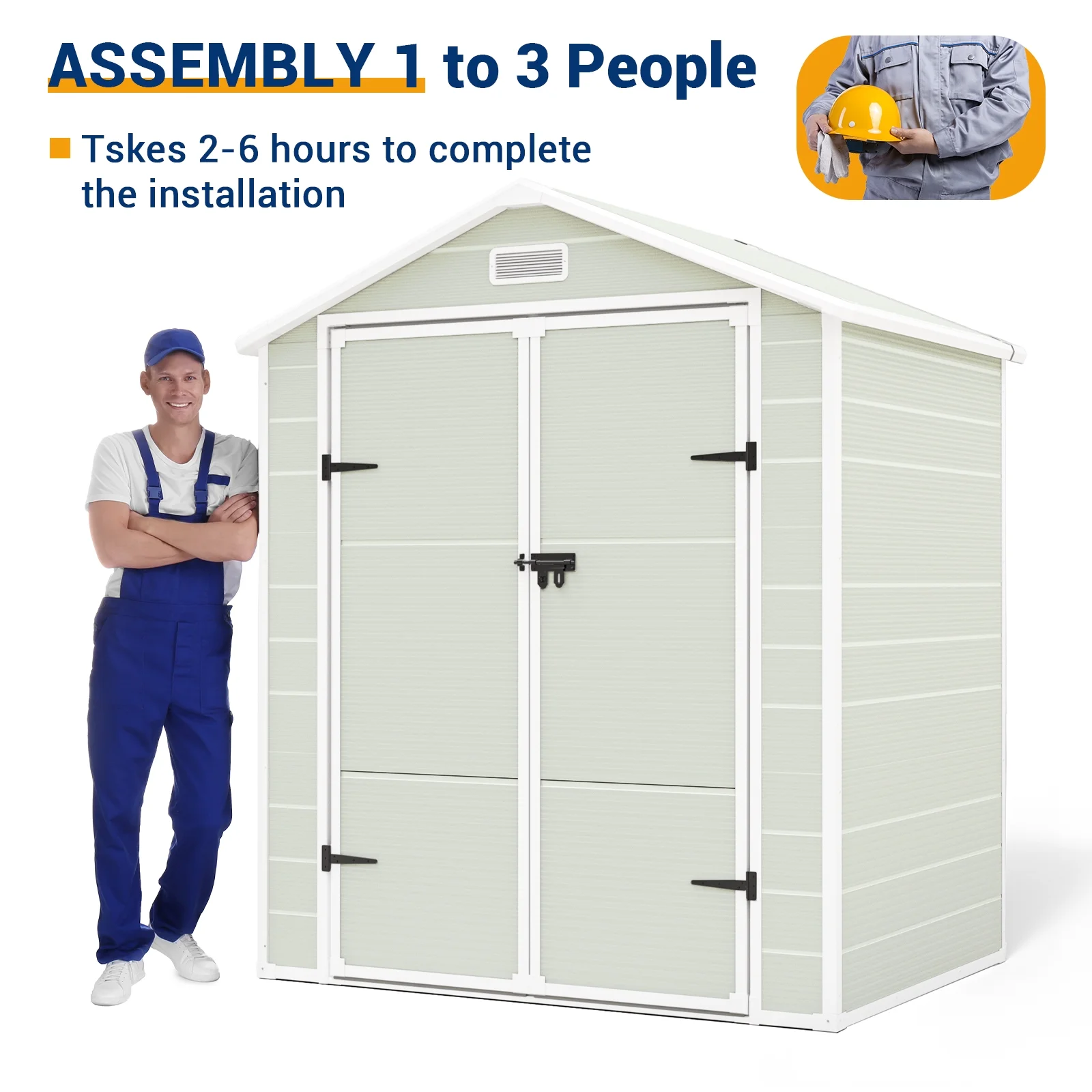 UDPATIO Outdoor Storage Shed 6x4.5 FT, Resin Outside Sheds & Outdoor Storage Plastic for Trash Can, Bike, Lawnmower, Generator