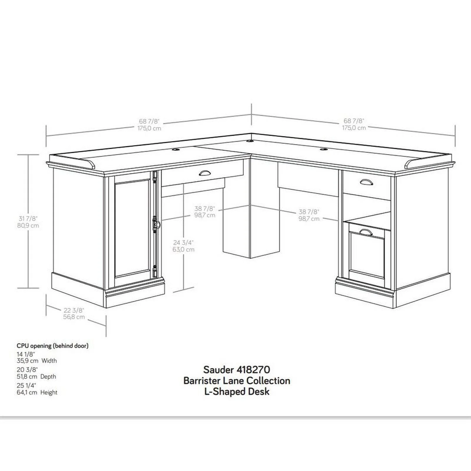 Sauder Barrister Lane L-Desk, Salt Oak Finish