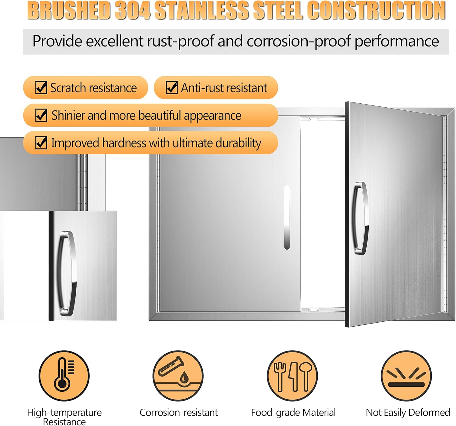 KODOM Outdoor Kitchen Doors 31W x 24H BBQ Double Access Door