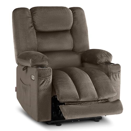 MCombo Zero Gravity Power Recliner Chair with Heat and Vibration Massage, Reclining Chair with USB & Type C Ports, Cup Holders for Living Room