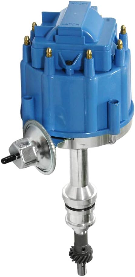 HEI Ignition Distributor for Small Block Ford 351W Windsor 5.8L 8 Cylinder New Distributor 65K Coil with Blue Cap Pack of 2