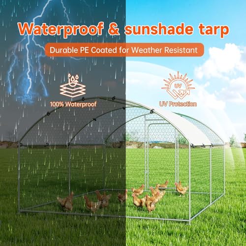 Chicken Coop Large Metal Chicken Run Poultry Cage with Water-Resident and Anti-UV Cover for Duck Rabbit House Outdoor Walk-in Chicken Pen for Yard