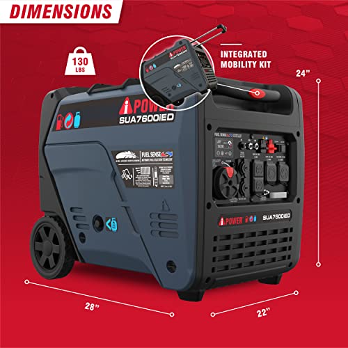 A-iPower 7600W Dual Fuel Quiet Portable Inverter Generator, Electric Start RV Ready, EPA & CARB Compliant CO Sensor