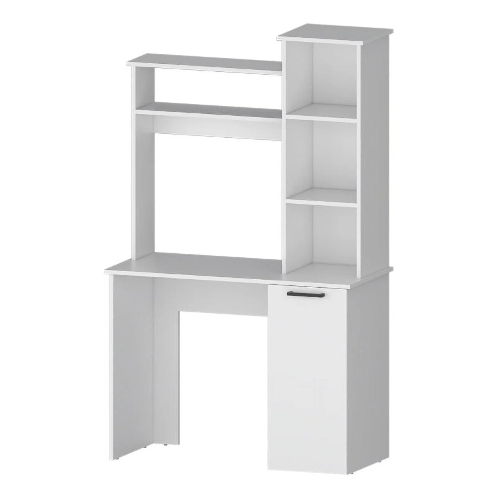 Home Square 2-Piece Set with Computer Desk and Wood Bookcase in White