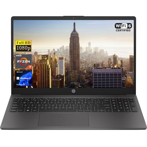 HP 255 G10 15.6" FHD Business Laptop, AMD Ryzen 7 7730U, 16GB RAM, 512GB PCIe SSD, Numeric Keypad, Webcam, Wi-Fi 6, HDMI, Windows 11 Pro, Black