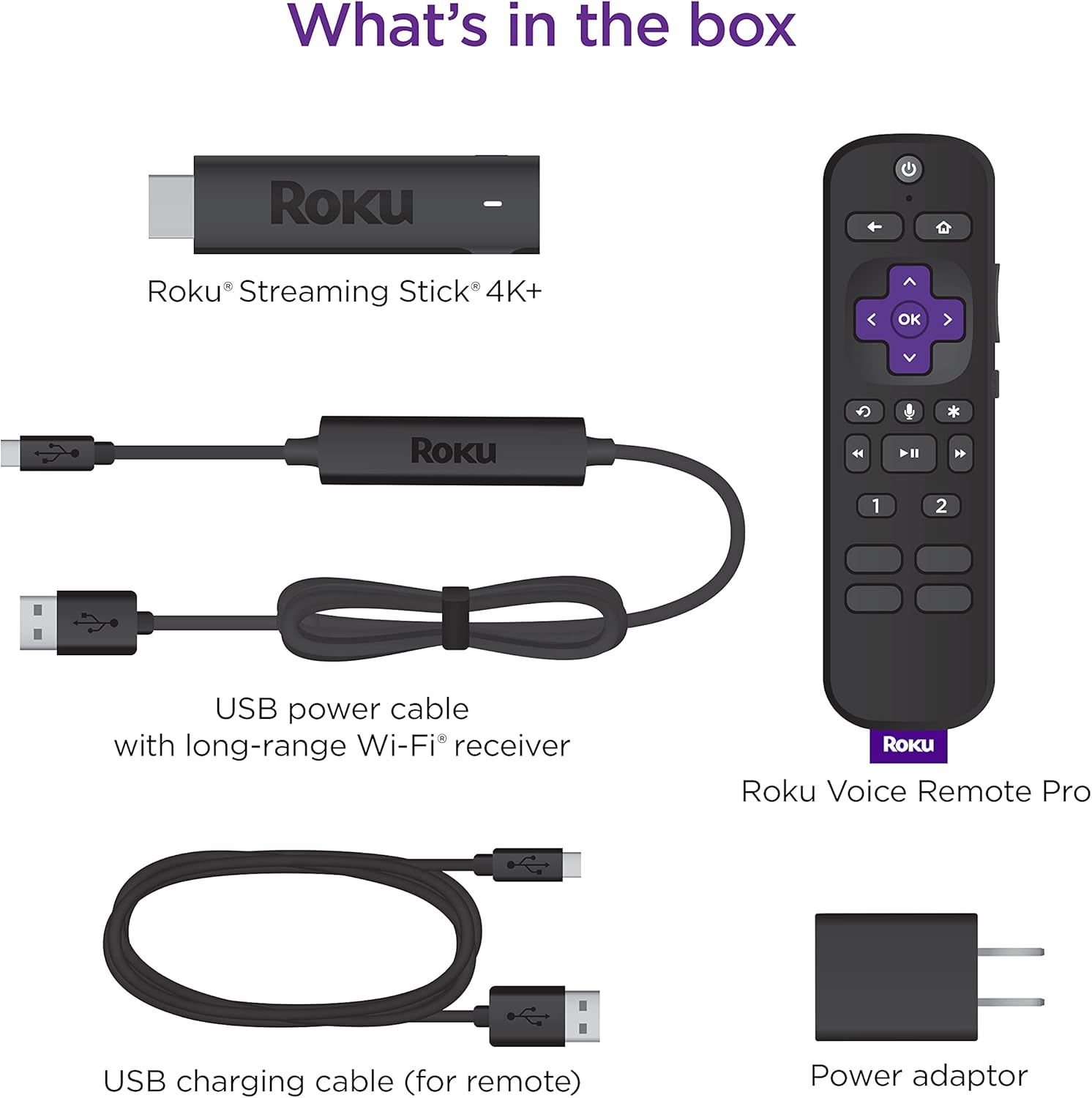 Roku Streaming Stick 4K+ (2021) Streaming Device 4K/HDR/Dolby Vision with Roku Voice Remote Pro, Black
