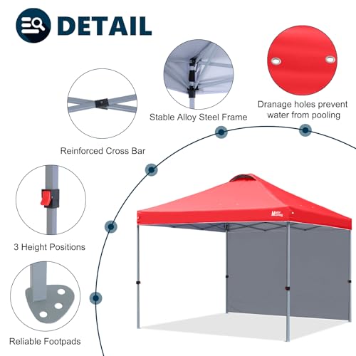MASTERCANOPY Durable Pop-up Canopy Tent with 1 Sidewall (10'x10',White)