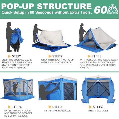 COBIZI 12x12ft Pop up Gazebo Screen Tent Screen House for Camping, Camping Outdoor Screened Gazebo, Canopy Tent