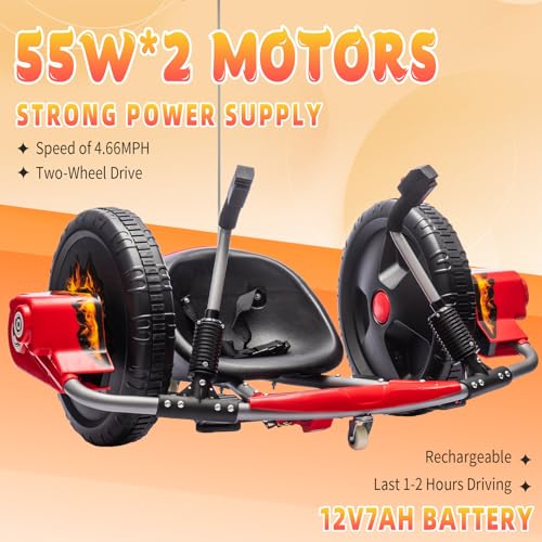 Electric Drift Kart with 16" Large Tyres, 360° Swivel Capability, Dual Lever Steering, 12V Ride On Toys for Boys and Girls from 3 Years Old