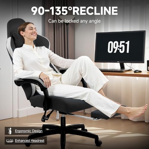 GTPLAYER Office Chair, Gaming Computer Desk Fabric Chair with Footrest