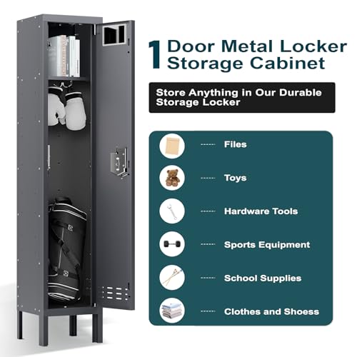Metal Cabinet Home Office Storage,Lockers,Lockable Employees Metal Locker with Door,54" Height Steel Locker,Lockable Steel Locker for Gym,School,Home