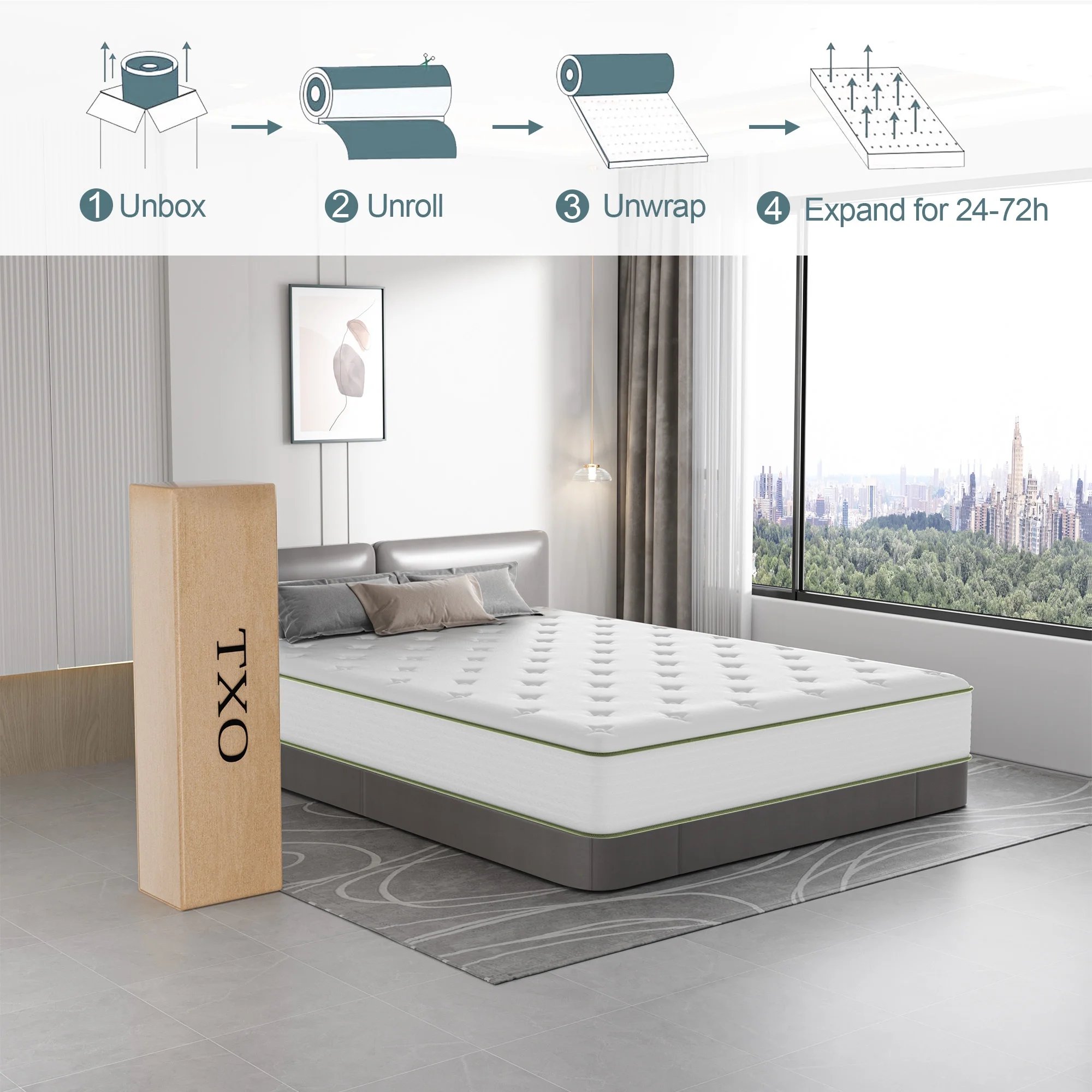 10 Inch Twin Size Mattress in a Box, Gel Memory Foam Hybrid Mattress , Double Mattress Pressure Relief & Firm Mattress Twin Size