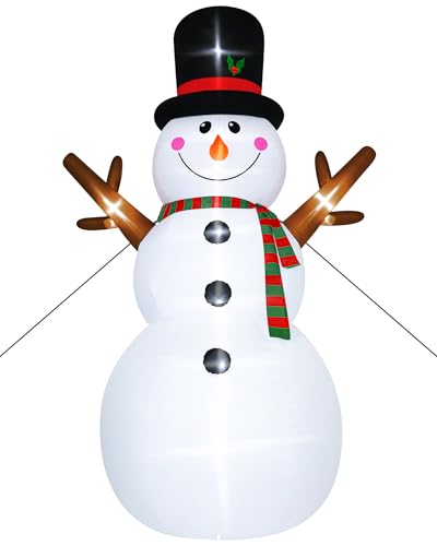 16FT Christmas Inflatable Snowman Outdoor Decorations, Giant Christmas Snowman, Holiday Blow Up Yard Decor with LED Lights