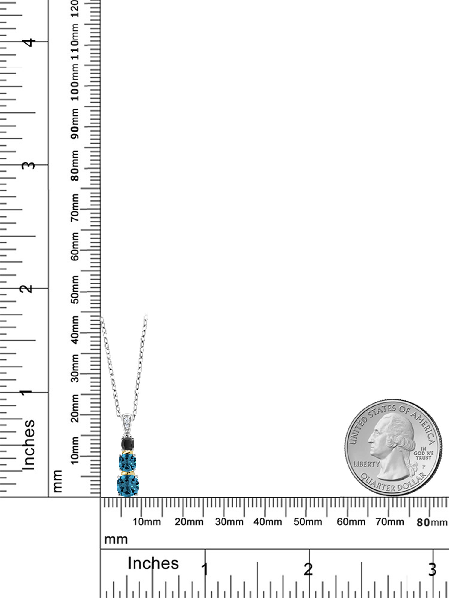 Gem Stone King 2.48 Ct London Blue Topaz 925 Silver and 10K Yellow Gold Diamond Pendant with Chain