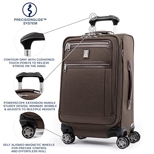 Travelpro Platinum Elite Softside Expandable Carry on Luggage, 8 Wheel Spinner Suitcase, USB Port, Suiter, Men and Women, Bordeaux Red