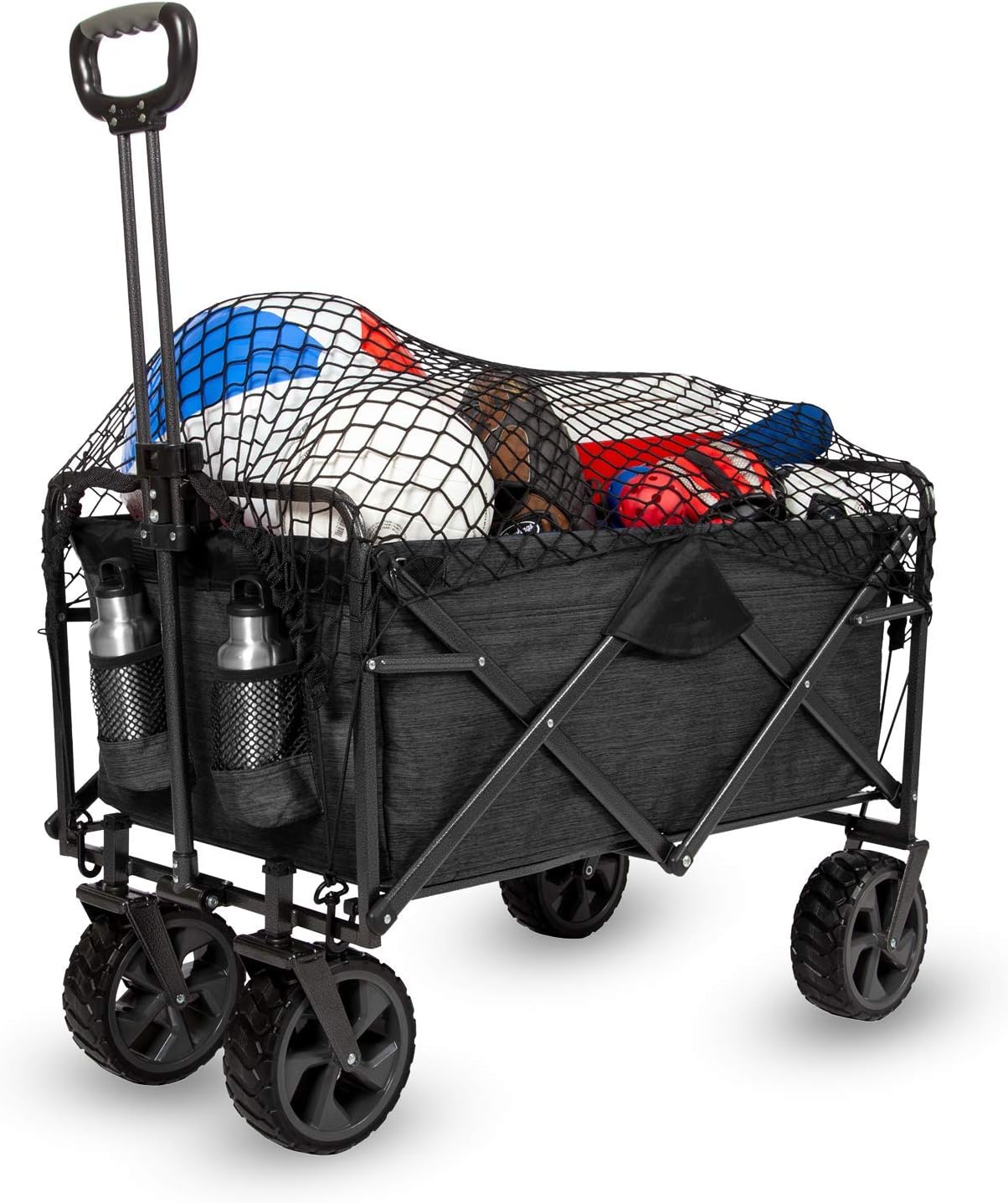 MacSports XL Heavy Duty Collapsible Outdoor Folding Wagon Camping Gear Grocery Cart Portable Lightweight Utility Cart Adjustable Rolling Cart All