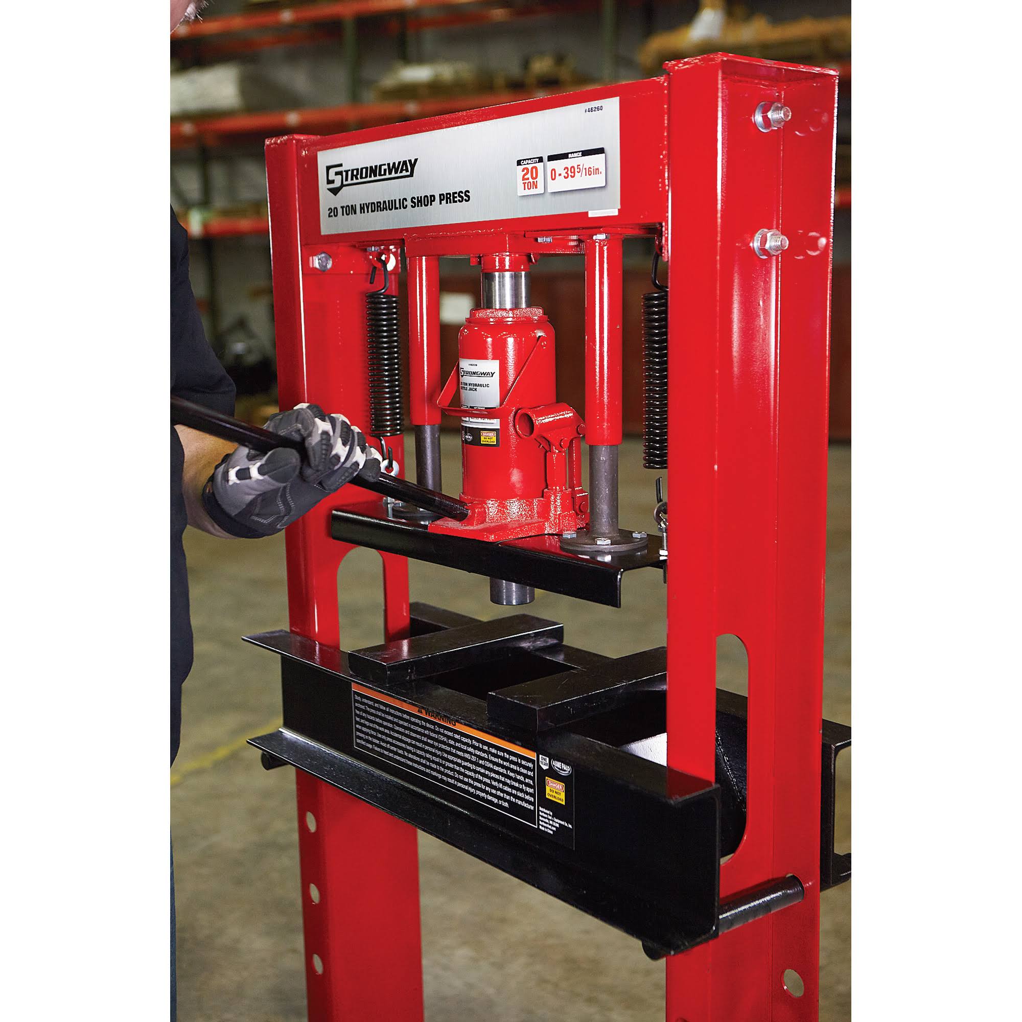 Strongway Hydraulic Shop Press - 20-Ton Capacity
