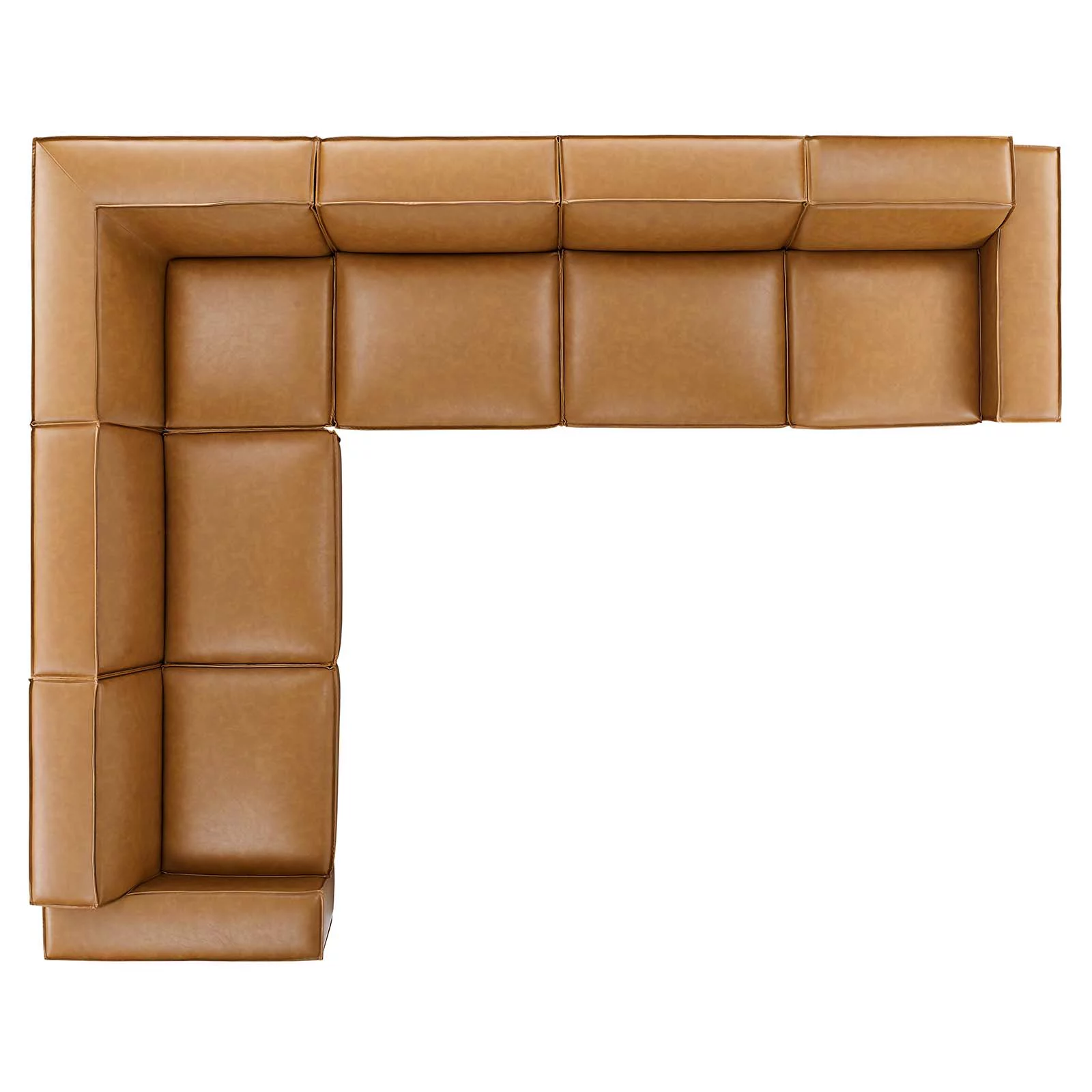 Modway Restore 6-Piece Vegan Leather Sectional Sofa in Tan - Radiant Selections