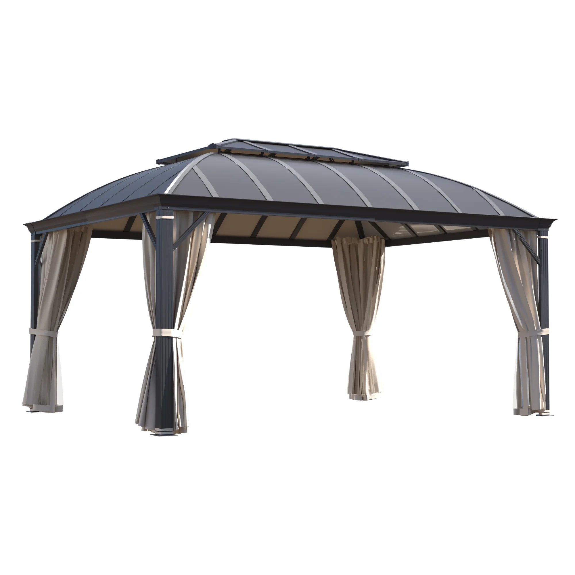 Richryce 12'x16' Hardtop Gazebo, Permanent Outdoor Aluminum Patio Gazebo with Aluminum Composite Double Roof for Patio Lawn and Garden