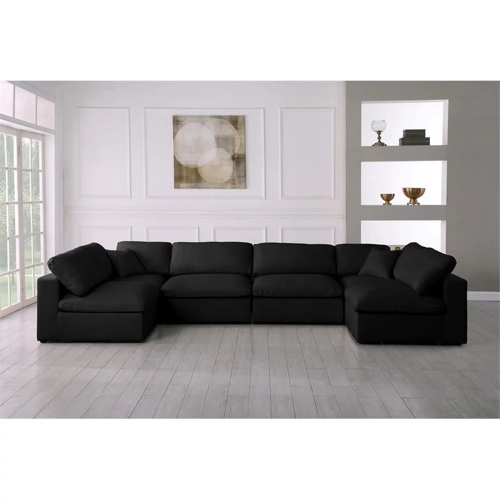 Meridian Furniture Plush Black Velvet Standard Modular Sectional