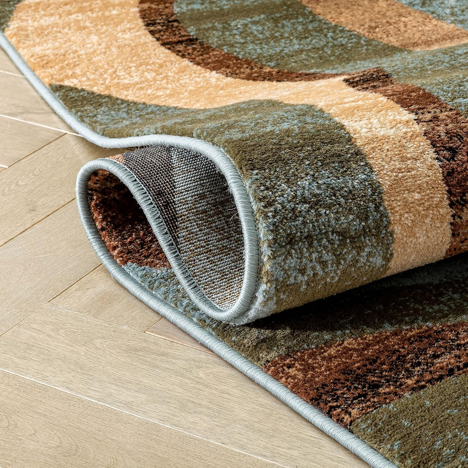 Hudson Waves Blue Brown Geometric Modern Casual Area Rug 8x10 8x11 ( 7'10" x 9'