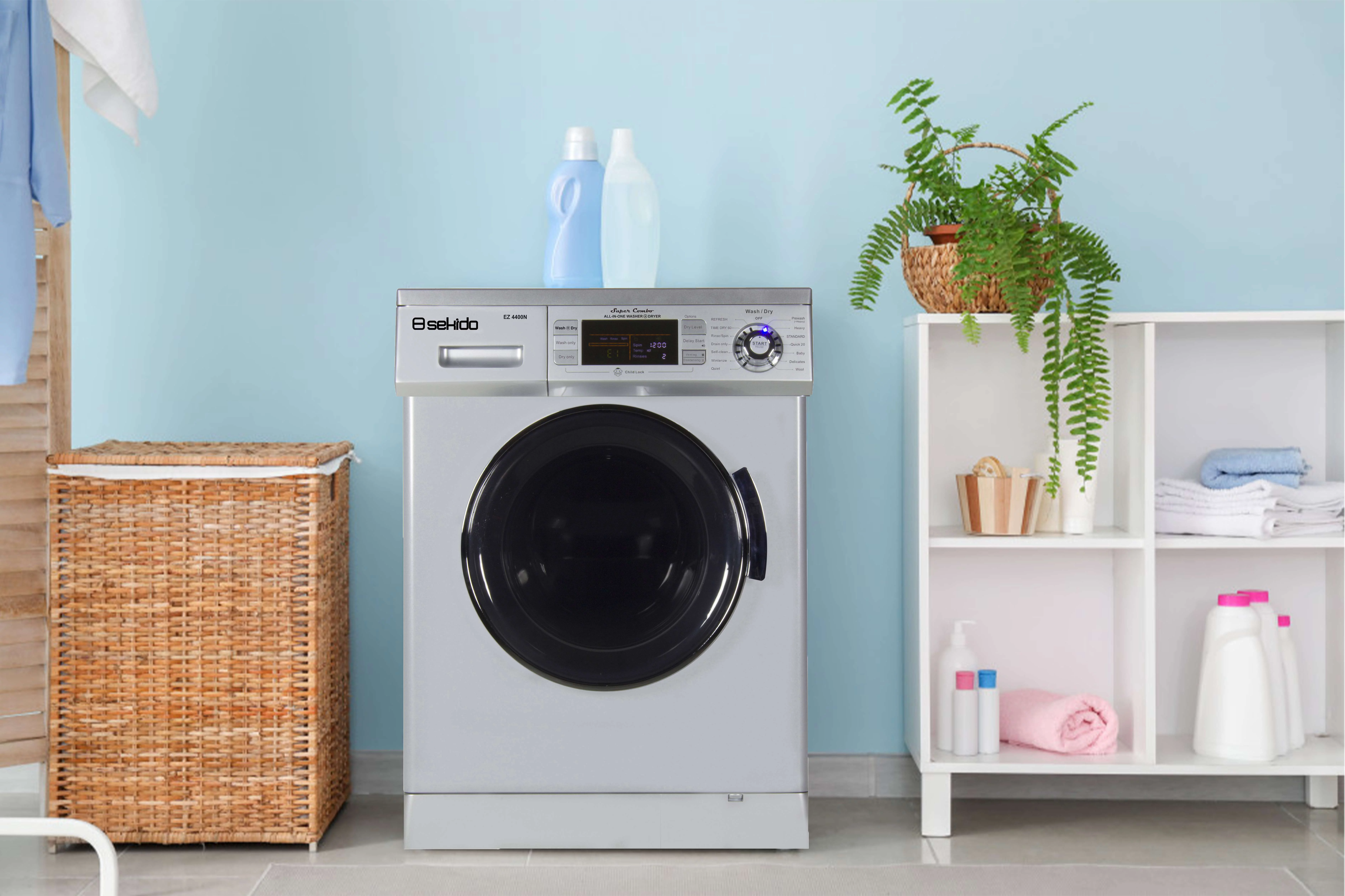Sekido All-in-One 13 lbs Compact Combination Washer/Dryer 110 Volts in Silver
