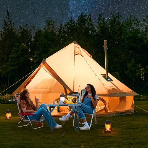YOLENY Bell Ten 4/6/8/10 Person 4 Season, Yurt Tent Waterproof Glamping Tents w/Stove Jack for Family Camping Outdoor Party