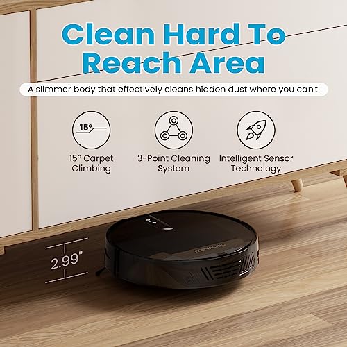 ROPVACNIC Robot Vacuum Cleaner with 3000Pa Cyclone Suction, APP/Voice/Remote Control, Automatic Self-Charging Robotic Vacuum, Scheduled Cleaning