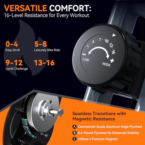 Foldable Exercise Bike Stationary Bikes for Home, 5 IN 1 Indoor Workout Bike, Cycling Bike with 16-Level Quiet Magnetic Resistance