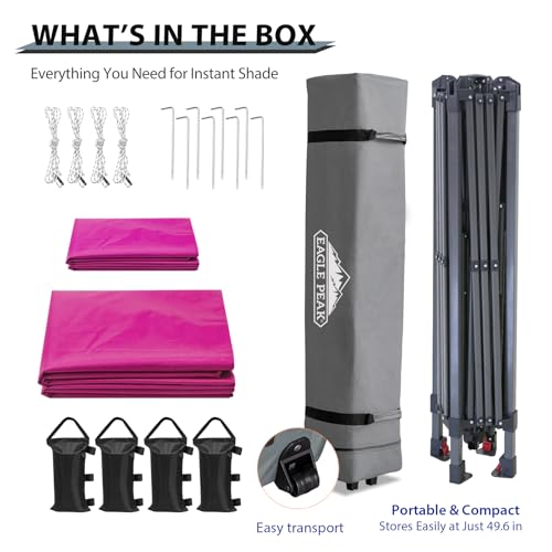 EAGLE PEAK 13x13 Straight Leg Pop Up Canopy Tent Instant Outdoor Canopy Easy Single Person Set up Folding Shelter w/Auto Extending Eaves 169 Square