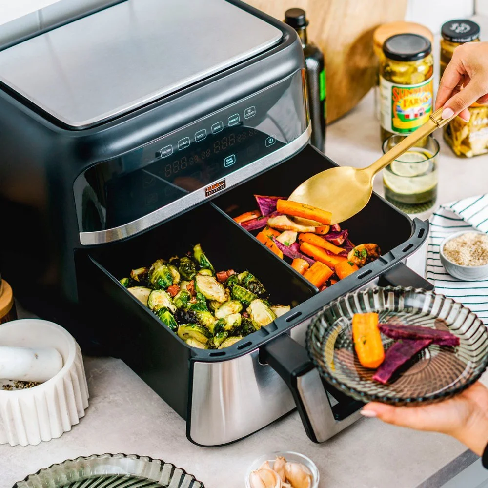9-qt. Digital Air Fryer with Dual Flex Basket - Stainless Steel
