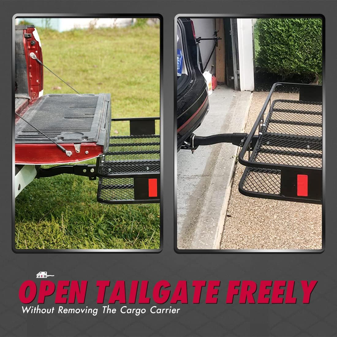 KING BIRD Upgraded 60 x 24 x 6 Hitch Mount Folding Cargo Carrier Fits to 2'' Receiver,550LBS Capacity Cargo Basket with Trailer Hitch Lock