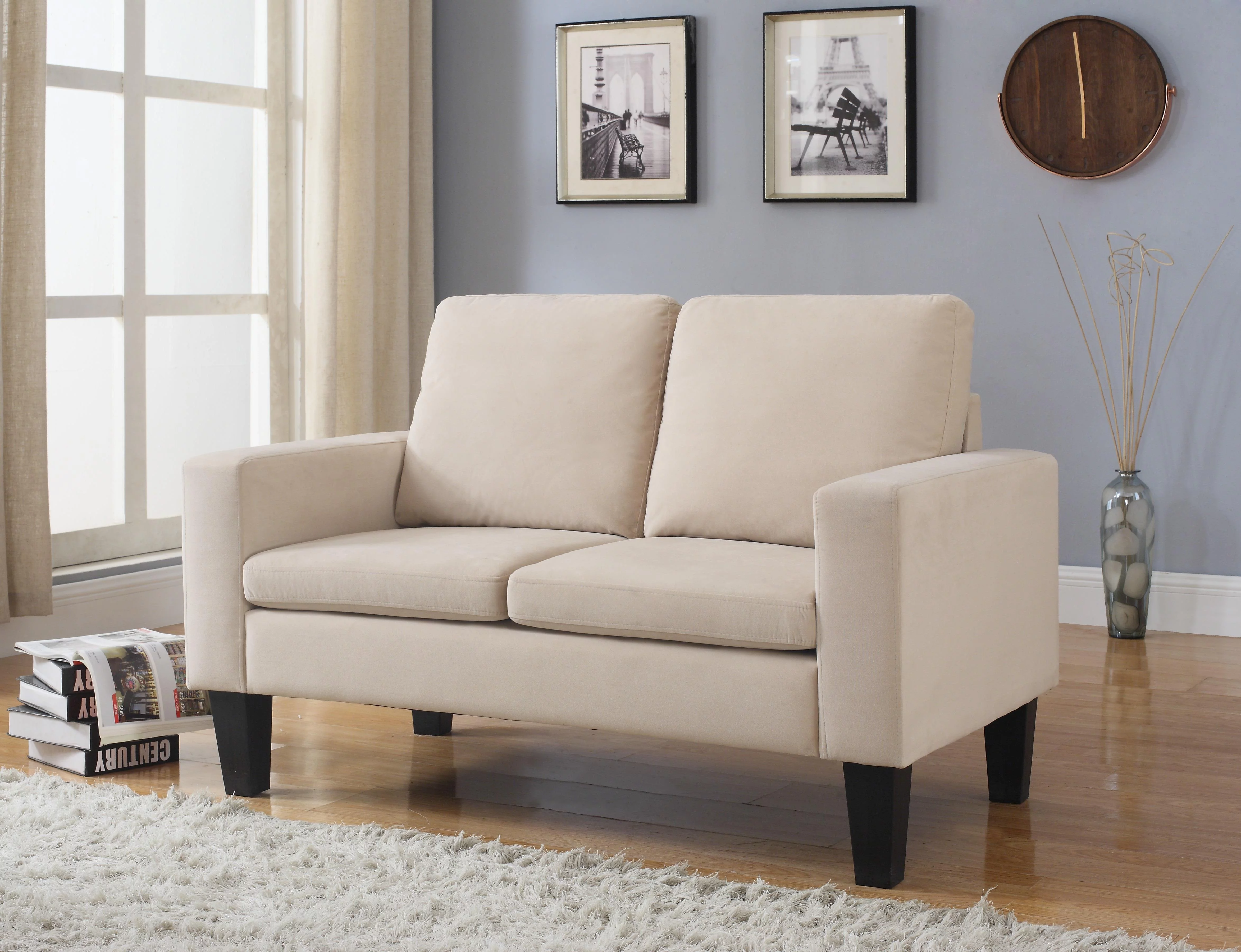 Nathaniel Home Microfiber Loveseat-Color:Beige