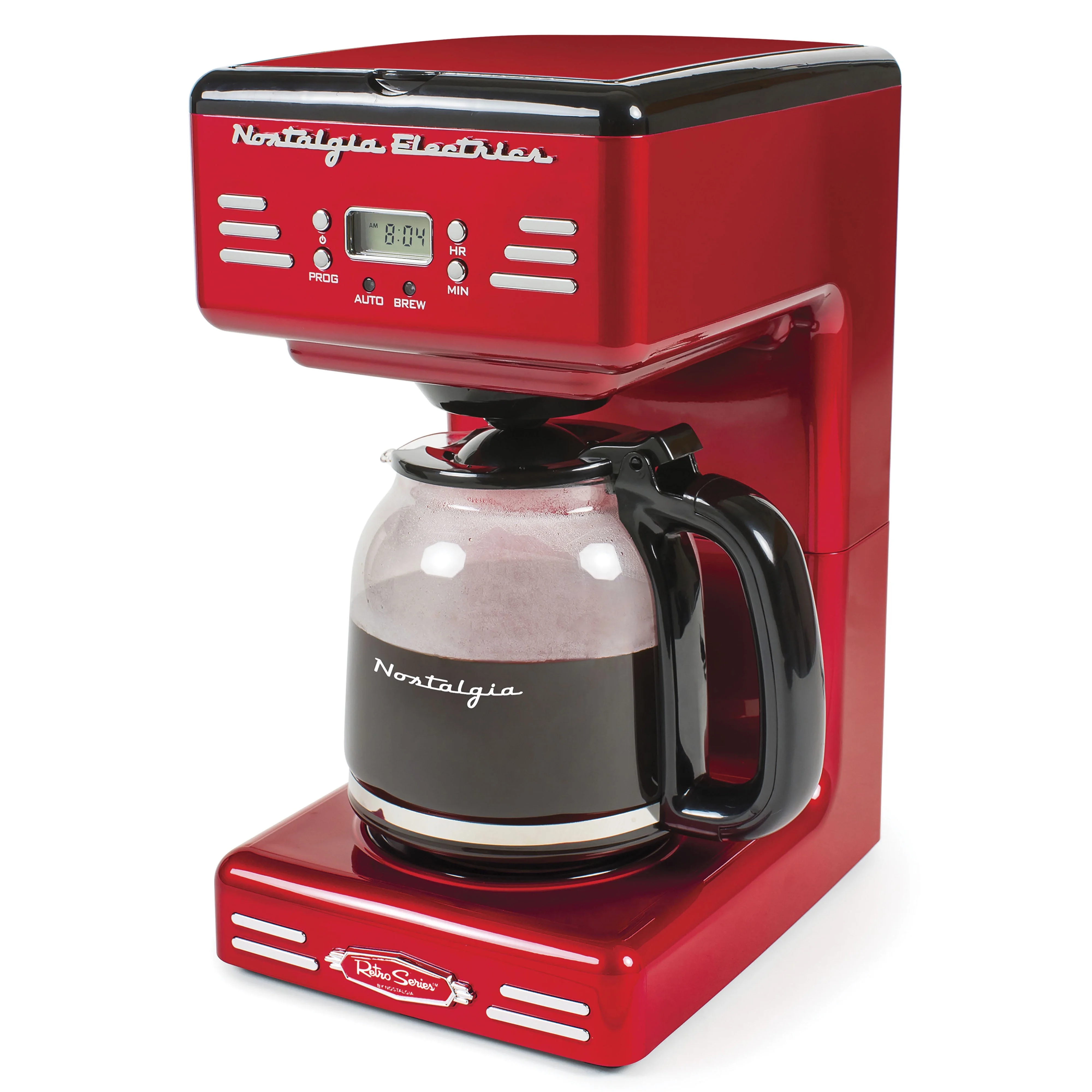 Nostalgia Retro Coffee Maker 12-Cup Programmable Vintage Coffee Machine, Red