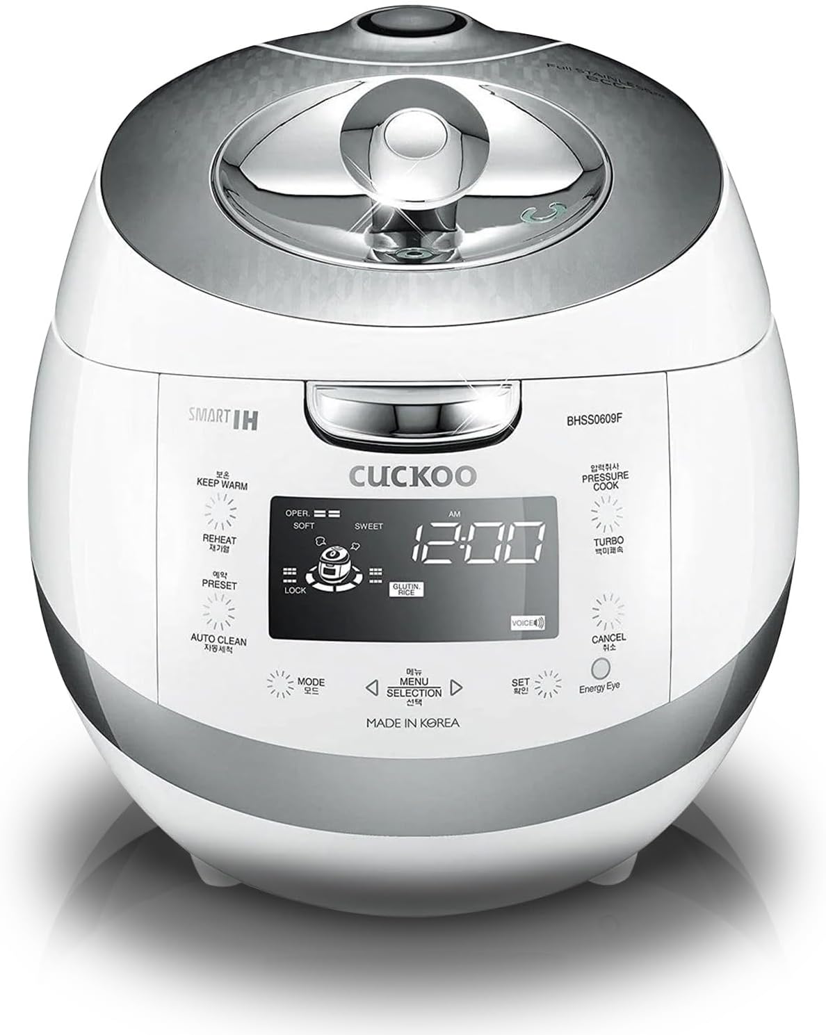 CUCKOO CRP-BHSS0609F | 6-Cup (Uncooked) Induction Heating Pressure Rice Cooker | 16 Menu Options, Stainless Steel Inner Pot, Made in Korea | White